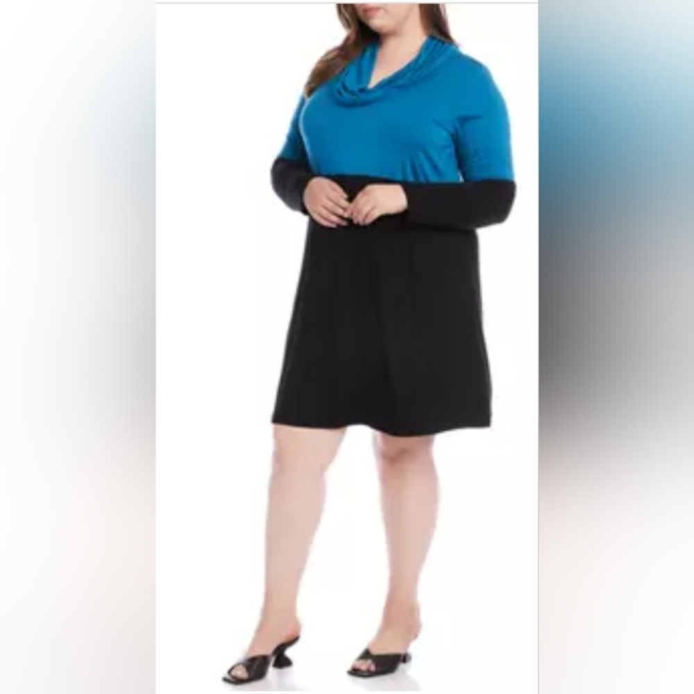 NwT Nordstrom Karen Kane plus size cowl neck midi dress color block 3x